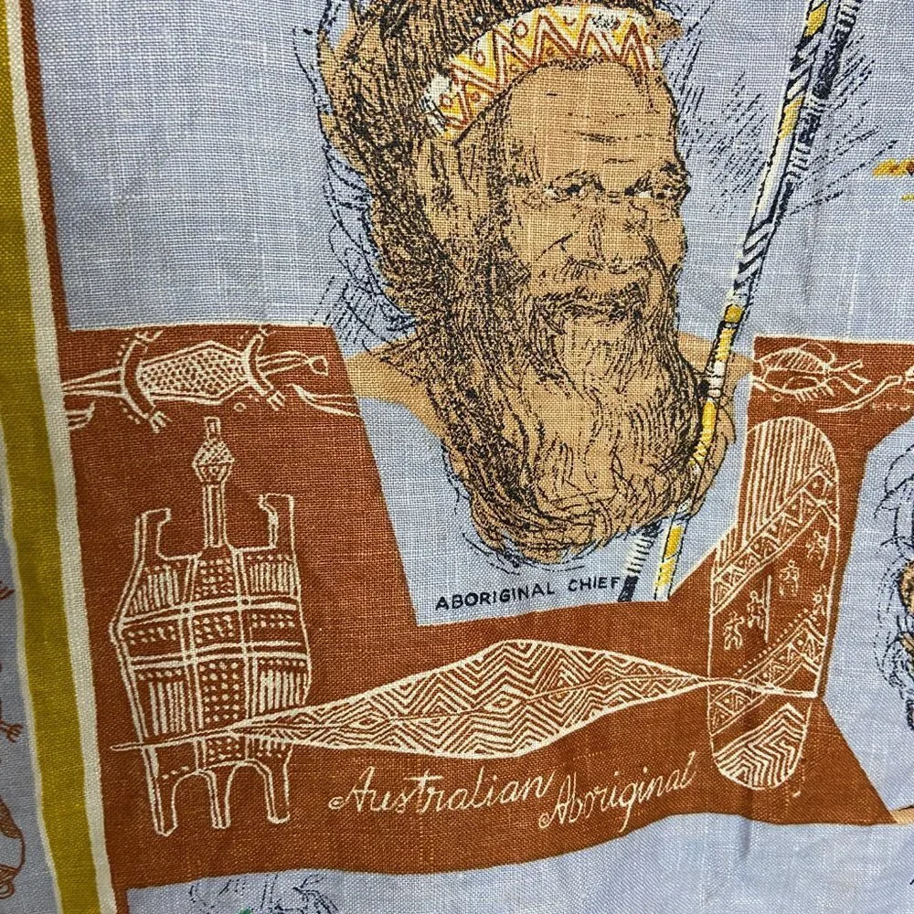 Vintage NEW Australian Aboriginal Tea Towel Pure Linen 21